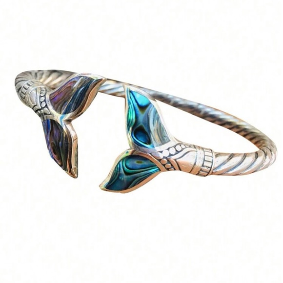 🆕 1 Pc Fashionable Mermaid Tail Retro Opening Adjustable Hip Hop Bracelet - Picture 7 of 8